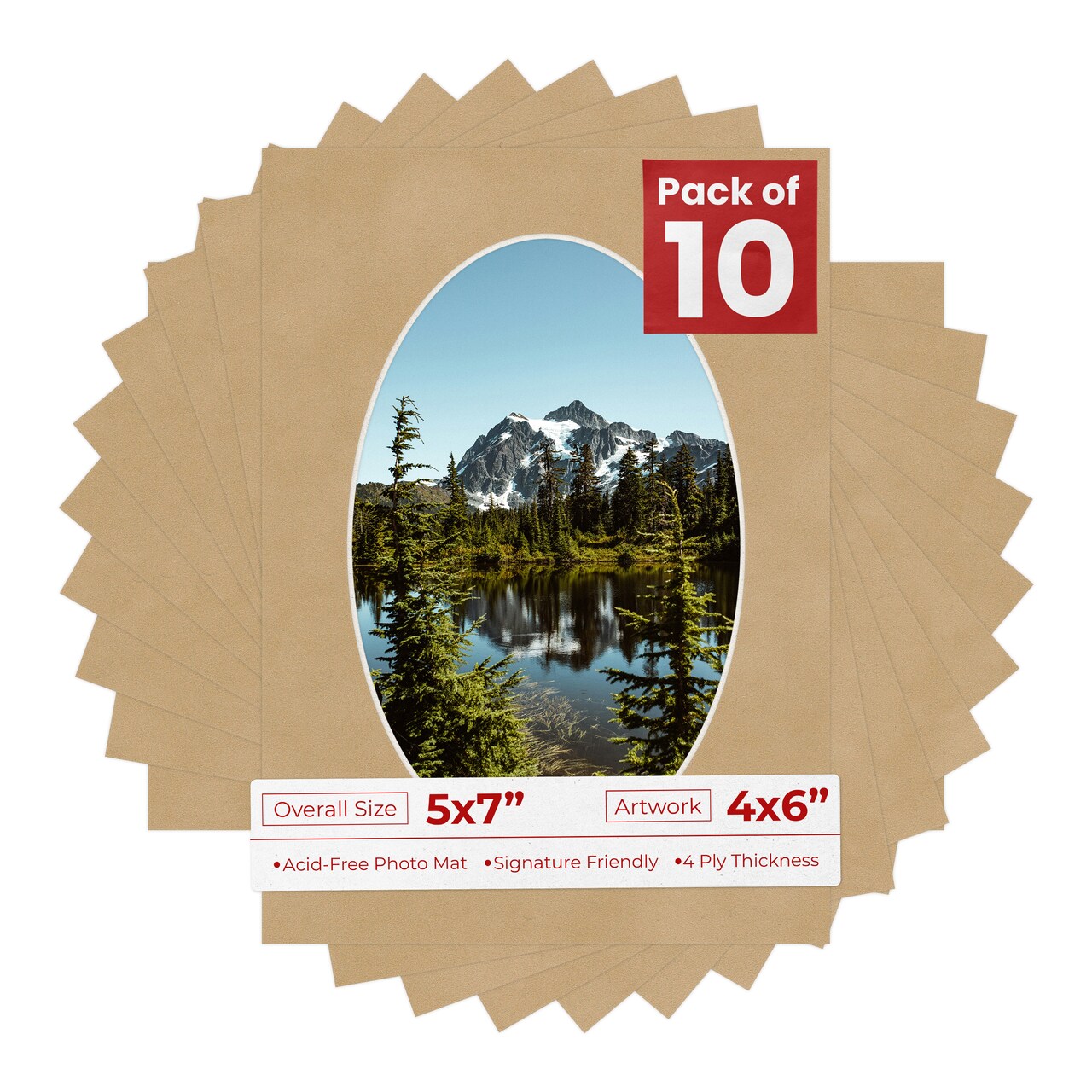 Beige Suede Mat Board for 5x7 Frames - Oval Opening for 4x6 Photos